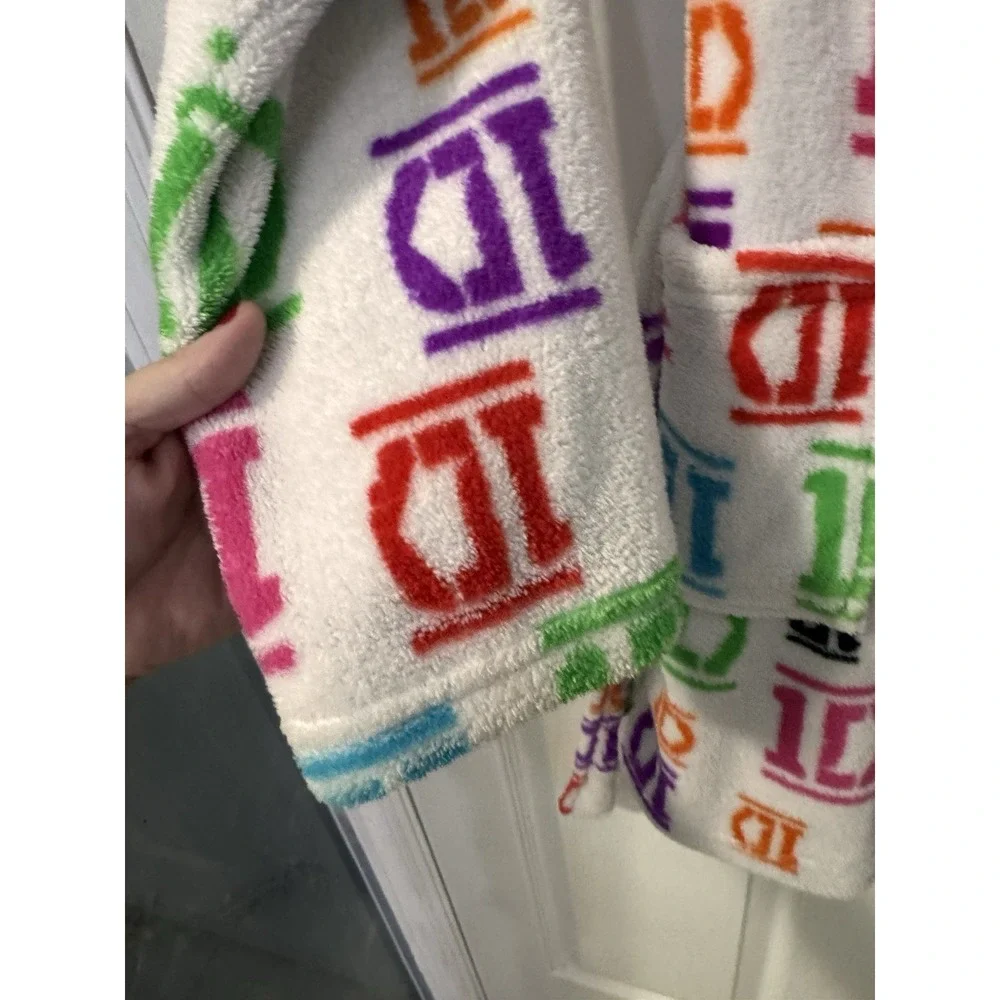 One Direction Girls Bathrobe White Multicolored Fleece Sz 10/12 1D 2013